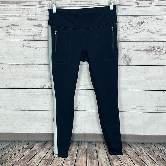 Athleta Pants - Athleta Street To Summit Pants Size Medium Navy Zip Pockets Thick Fleece Warm